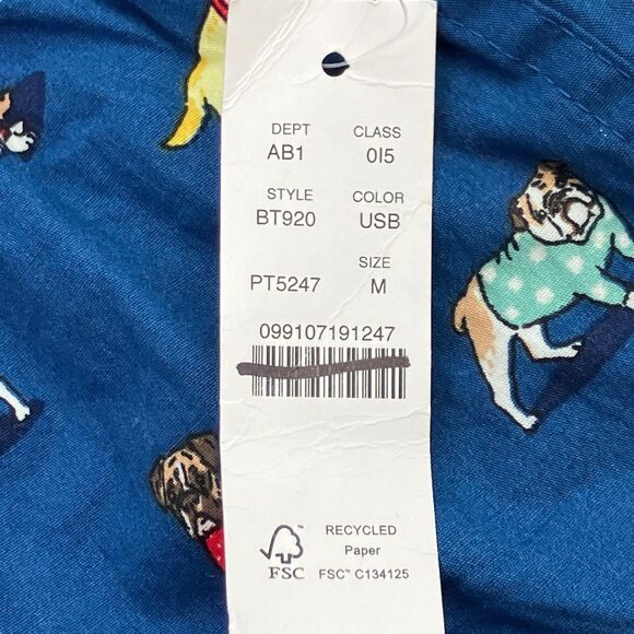 J Crew Boxers Mens M Blue Christmas Dog Print Cotton Sleep Lounge Shorts Pajama - Picture 4 of 12